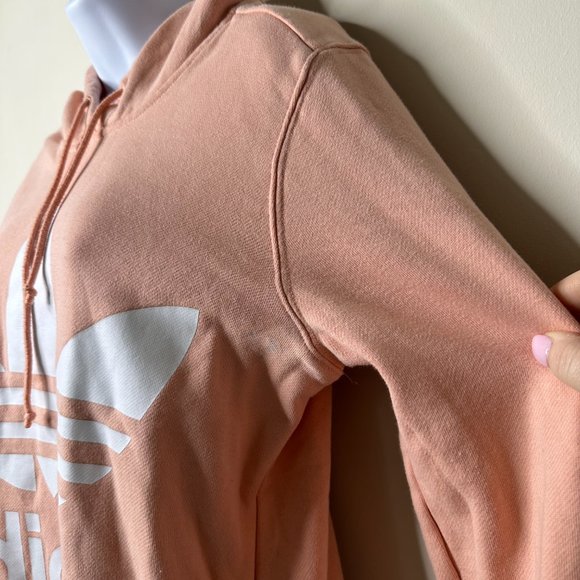 Adidas Women's Blush Pink Big Trefoil Logo Hoodie Sweatshirt Pullover Small - Picture 3 of 6